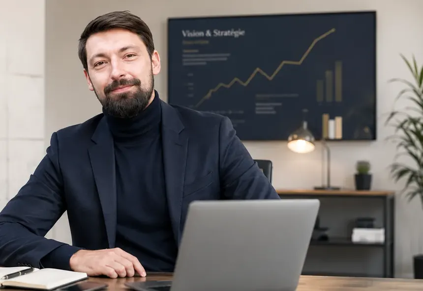 Florent Merlin, consultant et formateur IA, à son bureau